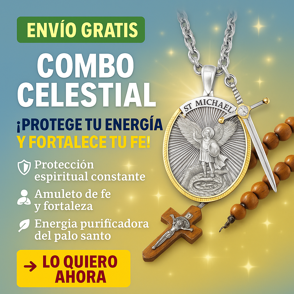 Combo Celestial Collar San Miguel + Rosario Palo Santo