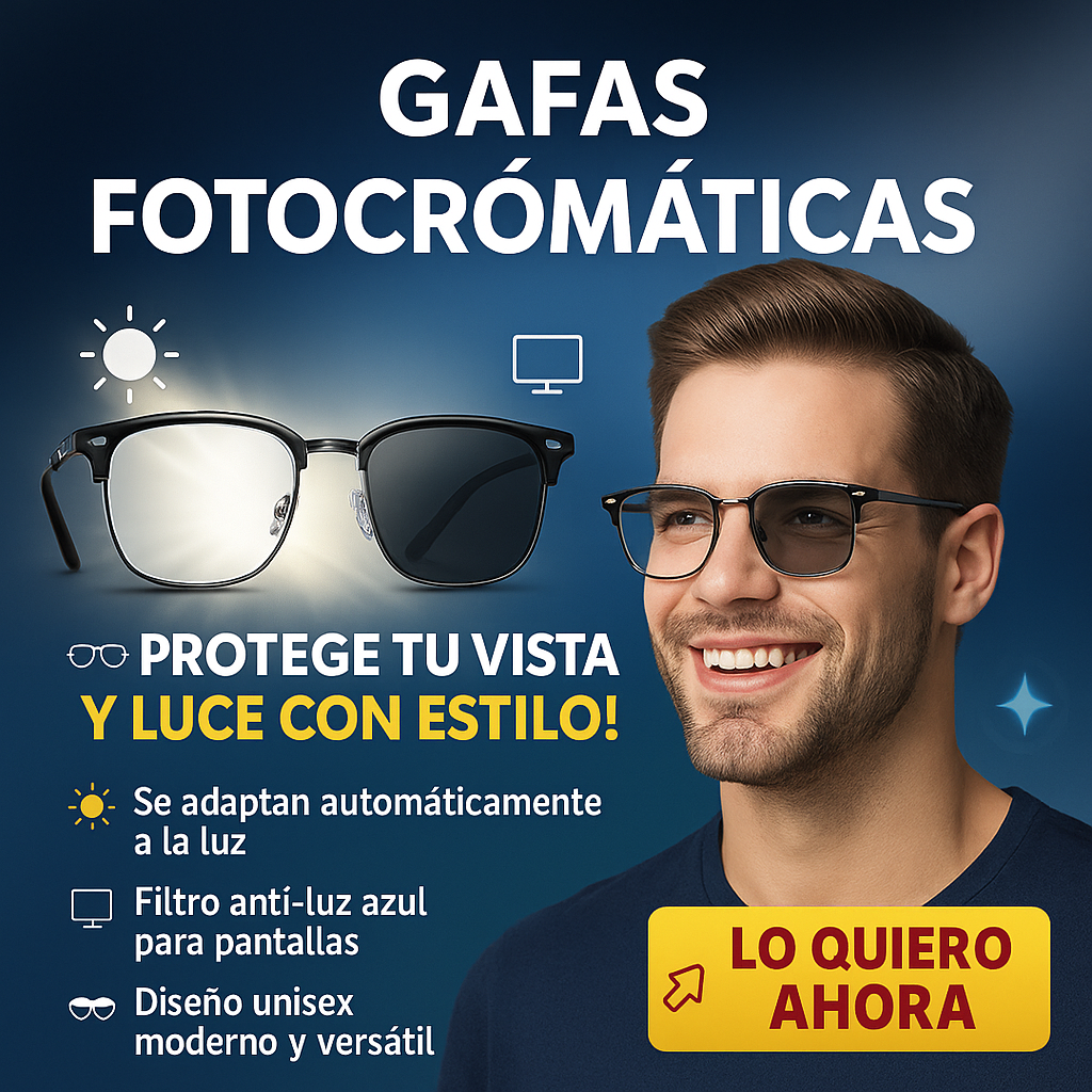 Gafas Fotocromáticas Filtro Luz Azul y Protección UV (Todo en uno)