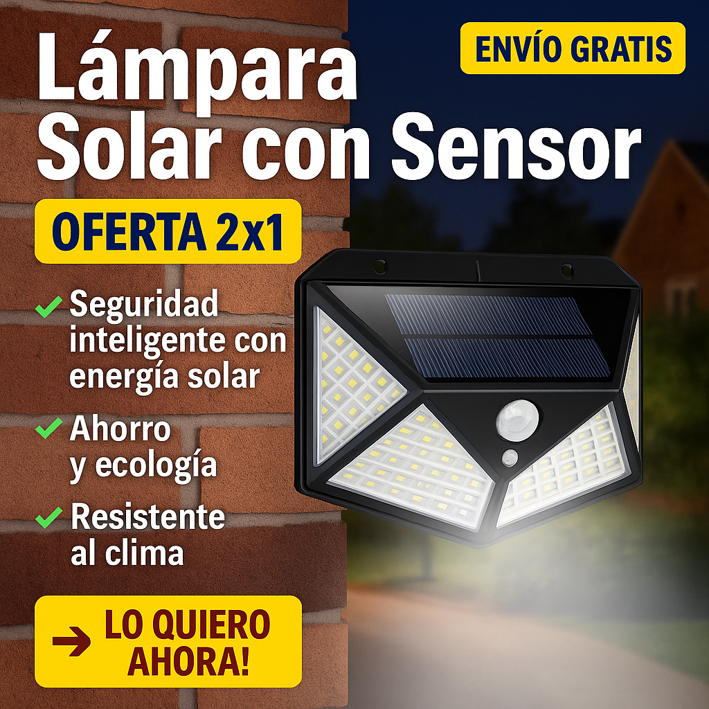 Lampara LED Solar Sensor con Movimiento 2x1