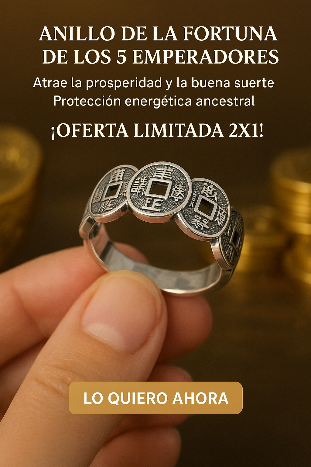 Anillo de la Fortuna de los 5 Emperadores 2X1 (Anillo ajustable - todas las tallas)